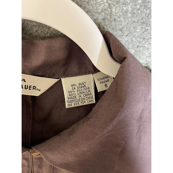 AKA Eddie Bauer Silk Linen Sleeveless‎ Maxi Dress Womens Size 8 Purple Collared - Picture 4 of 11